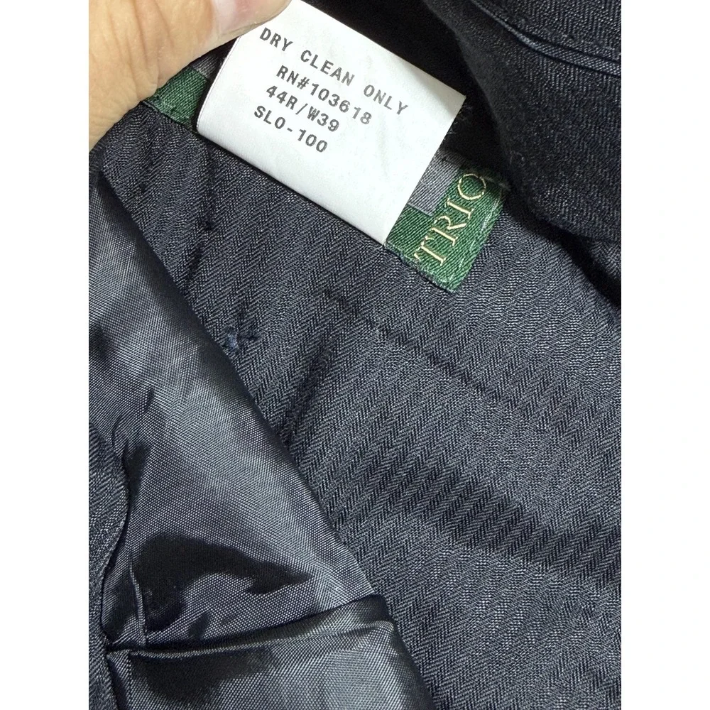 Daniel Gray Suit Mens 44R W39 Navy Wool 2 Button Pleated Cuffed‎ Travel Concepts
